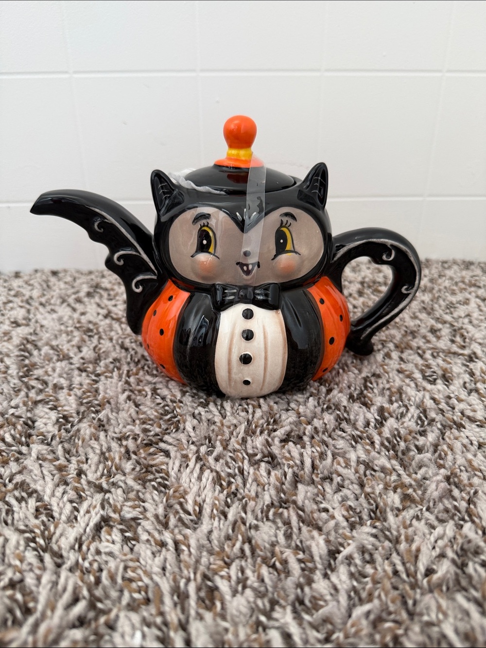 Johanna Parker Vampire Bat Halloween Teapot With Lid New